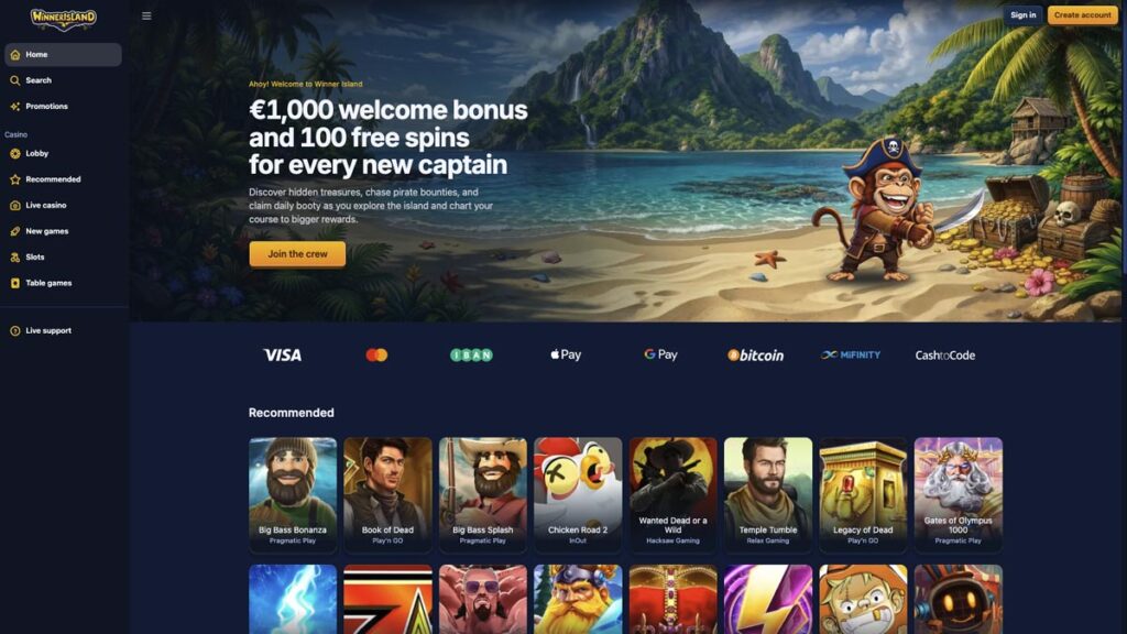 homepage van winner island goksite nederland